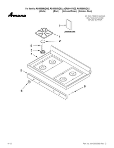 Cooktop Parts Diagram and Parts List for AGR5844VDS2  Amana Range