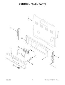 Control Panel Parts Diagram and Parts List for YMER7700LZ3  Maytag Range