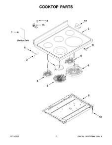 Cooktop Parts Diagram and Parts List for YMER8800FW7  Maytag Range