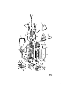Handle/hose/filter/motor Cover Diagram and Parts List for U6471-900  Hoover Upright Vacuum