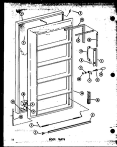 Door Parts Diagram and Parts List for ESU13-A P60345-11WA Amana Freezer