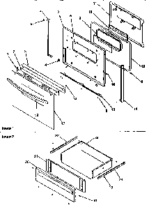 Oven Door / Storage Drawer Diagram and Parts List for ART6110W P1143429NW Amana Range