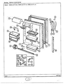 Fresh Food Door Diagram and Parts List for 23173-0A  Admiral Refrigerator