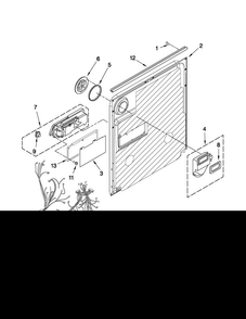 Inner Door Parts Diagram and Parts List for ADB1600AWW1  Amana Dishwasher