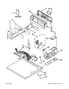 Top And Console Parts Diagram and Parts List for MDG17CSBGW3  Maytag Dryer