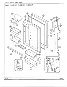 Fresh Food Door Diagram and Parts List for 211640  Admiral Refrigerator
