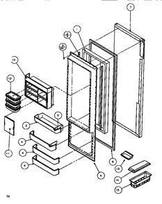 Refrigerator Door 1 Diagram and Parts List for SBDE520K-P1109903W  Amana Refrigerator