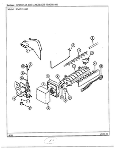 Optional Ice Maker Kit Diagram and Parts List for 181040  Admiral Refrigerator