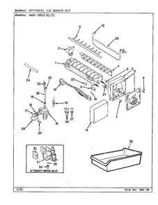 Optional Ice Maker Kit Diagram and Parts List for 19824-0C  Admiral Refrigerator