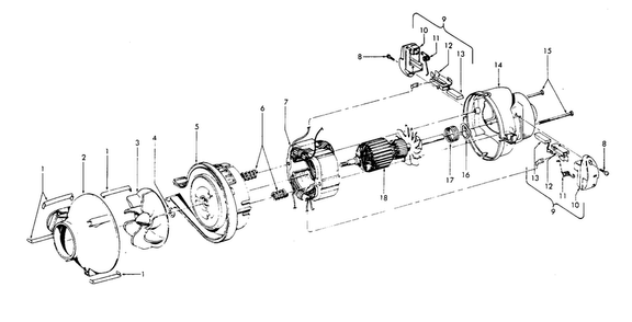 Motor Assembly Diagram and Parts List for U4231  Hoover Upright Vacuum