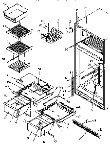Cabinet Shelving Diagram and Parts List for TR21S4L-P1196102WL  Amana Refrigerator
