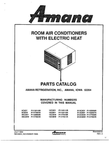 Air Conditioners/front Cover Diagram and Parts List for PC3EW P117781R Amana Air Conditioner