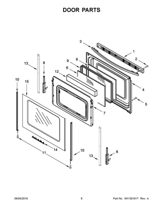 Door Parts Diagram and Parts List for AER6603SFS2  Maytag Range