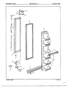 Freezer Door Diagram and Parts List for 22494-OA  Admiral Refrigerator