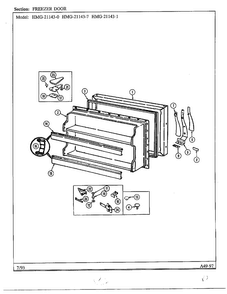 Freezer Door Diagram and Parts List for 21143-0A  Admiral Refrigerator
