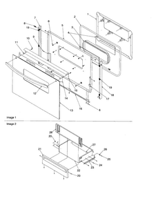 Oven Door/storage Drawer Diagram and Parts List for ARG7102L-P1143389NL  Amana Range