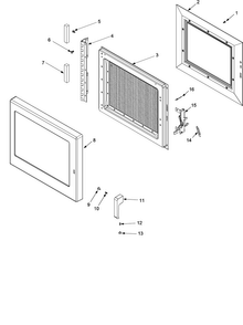 Door Diagram and Parts List for WDYRC26J2-P1331409  Amana Microwave