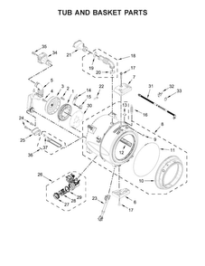 Tub And Basket Parts Diagram and Parts List for MHW3500FW1  Maytag Washer