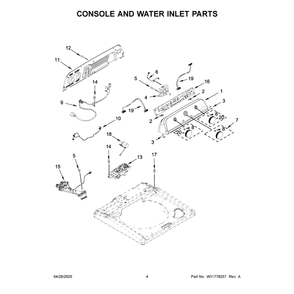 Console And Water Inlet Parts Diagram and Parts List for MTW4205SW0  Maytag Washer