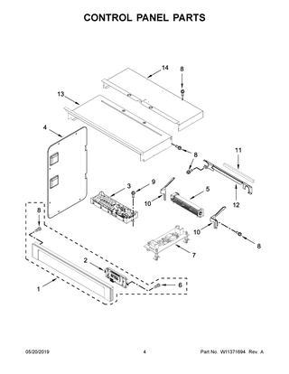 Control Panel Parts Diagram and Parts List for MMW9730FZ05  Maytag Microwave Oven Combo