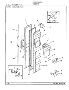Freezer Door Diagram and Parts List for 24922-7A  Admiral Refrigerator