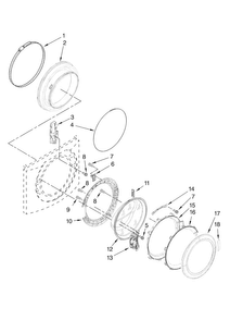 Door And Latch Parts Diagram and Parts List for MHWE500VW11  Maytag Washer