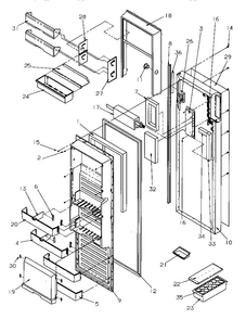 Refrigerator Door Diagram and Parts List for GSDE3201SW-P1190901WW  Amana Refrigerator