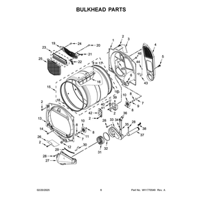 Bulkhead Parts Diagram and Parts List for YMED7230HC4  Maytag Dryer