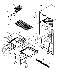 Cabinet Shelving Diagram and Parts List for TK21R3L-P1189001WL  Amana Refrigerator