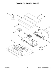 Control Panel Parts Diagram and Parts List for JJW2430LL00  Maytag Wall Oven