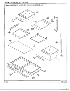 Shelves And Accessories Diagram and Parts List for HMG321267  Admiral Refrigerator