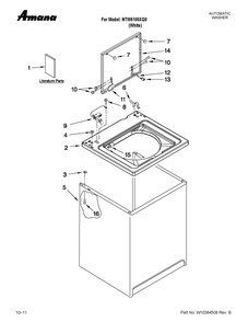 Top And Cabinet Parts Diagram and Parts List for NTW5100XQ0  Amana Washer