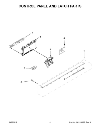 Control Panel And Latch Parts Diagram and Parts List for MDB7979SHZ0  Maytag Dishwasher