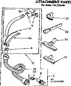 Attachment Parts Diagram and Parts List for 1162295180  Kenmore Canister Vacuum