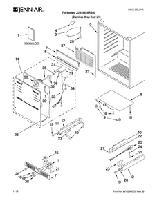 Cabinet Parts Diagram and Parts List for JUW248LWRS00  Jenn-Air Wine and Beverage Cooler