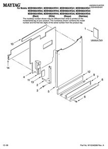 Door And Panel Parts Diagram and Parts List for MDBH980AWQ45  Maytag Dishwasher