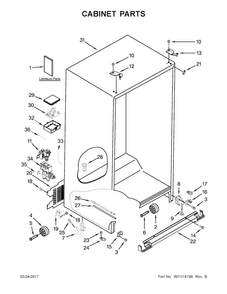 Cabinet Parts Diagram and Parts List for MSS26C6MFB00  Maytag Refrigerator