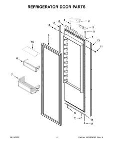 Refrigerator Door Parts Diagram and Parts List for JBSFS42NMX00  Jenn-Air Refrigerator