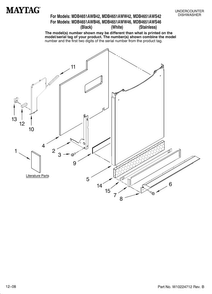 Door And Panel Parts Diagram and Parts List for MDB4651AWB42  Maytag Dishwasher