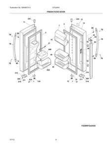 Fresh Food Door Diagram and Parts List for CFD28WIB5  Crosley Refrigerator