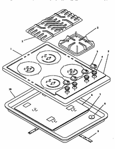 Chassis Components Diagram and Parts List for RTP308UK-P1142505NK  Caloric Cooktop