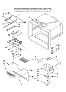 Freezer Liner Parts Diagram and Parts List for ABB1927VEW10  Amana Refrigerator