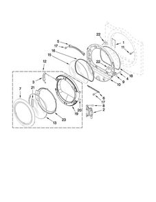Door Parts Diagram and Parts List for MGDE300VW1  Maytag Dryer