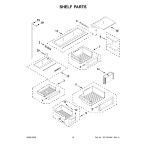 Shelf Parts Diagram and Parts List for JF36NXFXDE21  Jenn-Air Refrigerator