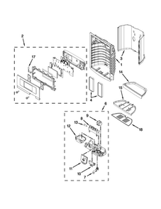 Dispenser Front Parts Diagram and Parts List for JFX2597AEM2  Jenn-Air Refrigerator