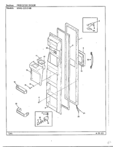Freezer Door Diagram and Parts List for 22512-0B  Admiral Refrigerator