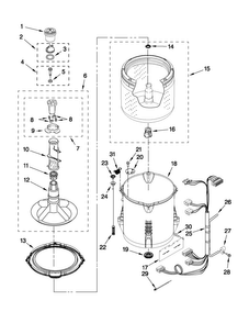 Basket And Tub Parts Diagram and Parts List for 7MMVWC210YW0  Maytag Washer
