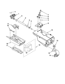Dispenser Parts Diagram and Parts List for MHWZ600WR00  Maytag Washer