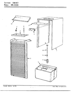 Cabinet/misc Diagram and Parts List for 93256A  Admiral Dehumidifier