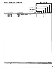 Fresh Food Outer Door Page 3 Diagram and Parts List for HMG-231667  Admiral Refrigerator